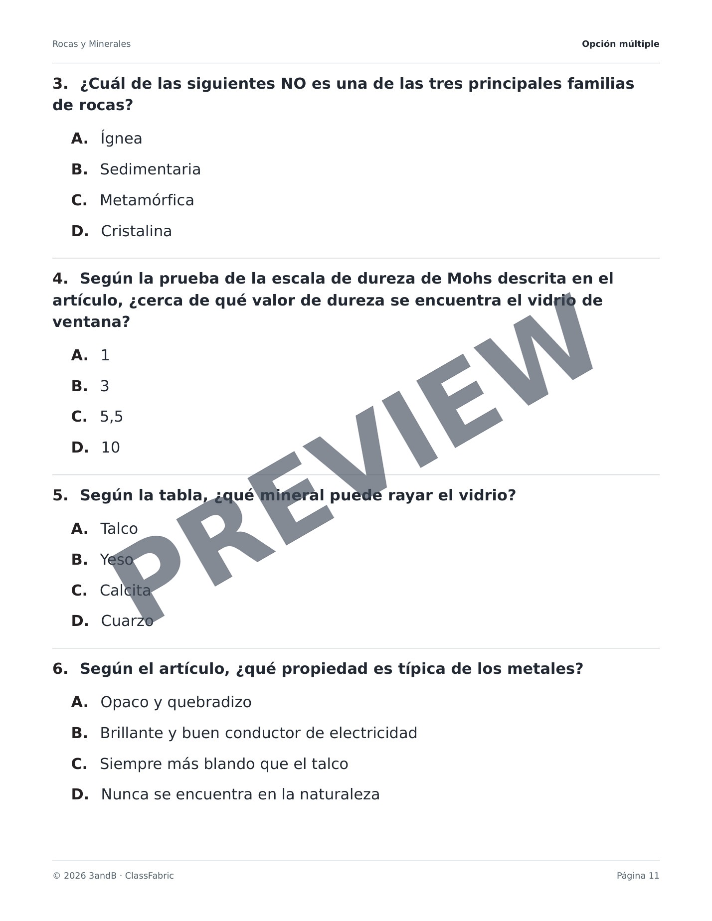 Página 11 / 24 — Rocas y minerales
